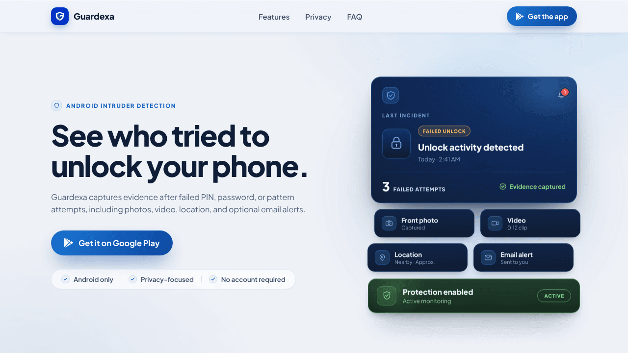 Guardexa website screenshot