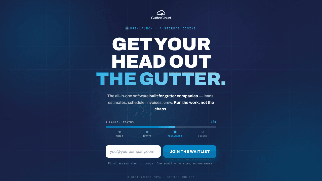 GutterCloud — A crm for gutter companies website screenshot