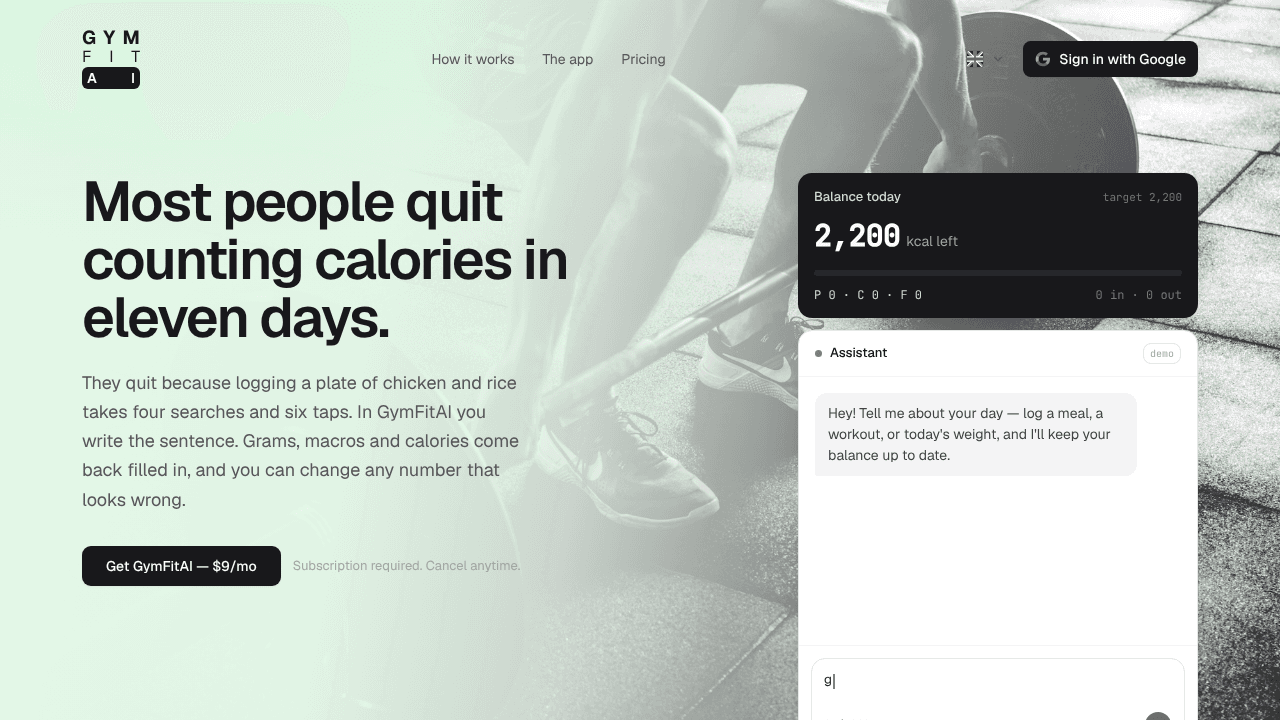 GymFitAI website screenshot
