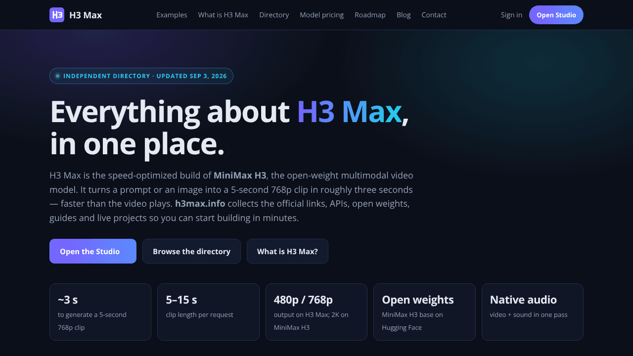 H3 Max Hub website screenshot