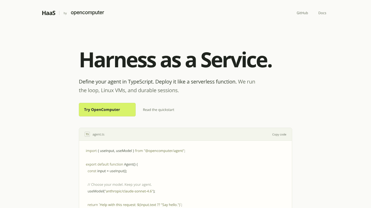 HaaS by OpenComputer website screenshot