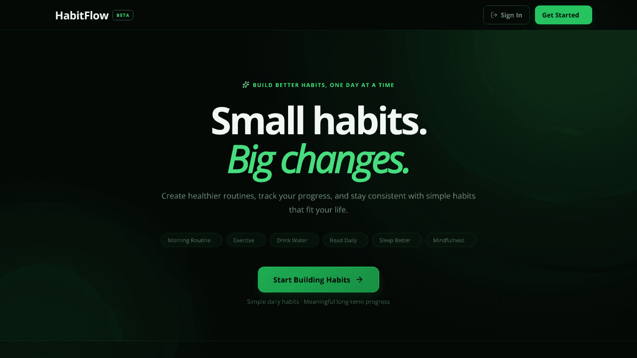 Habits tracker website screenshot