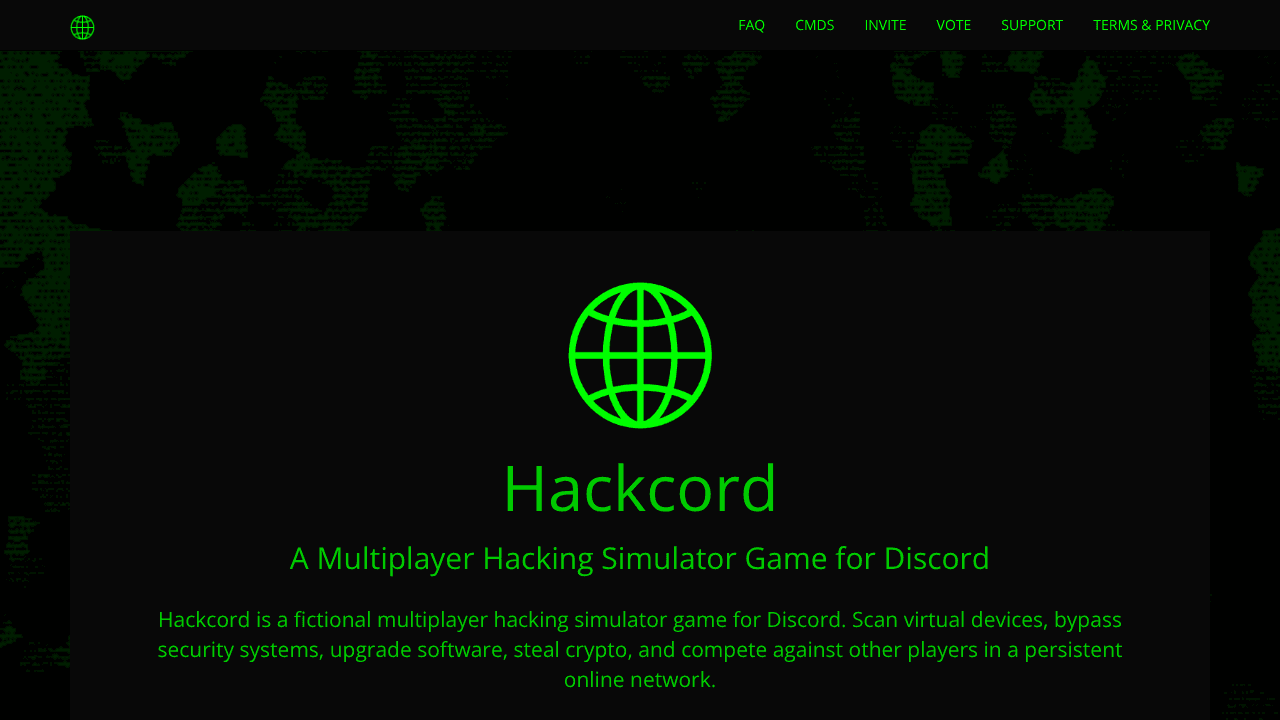 Hackcord website screenshot
