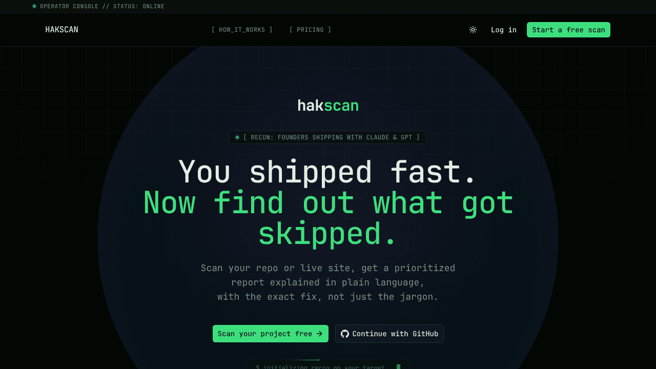 Hakscan Ai website screenshot