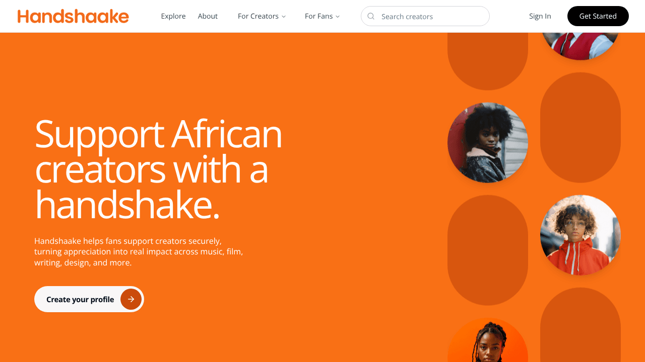 Handshaake website screenshot