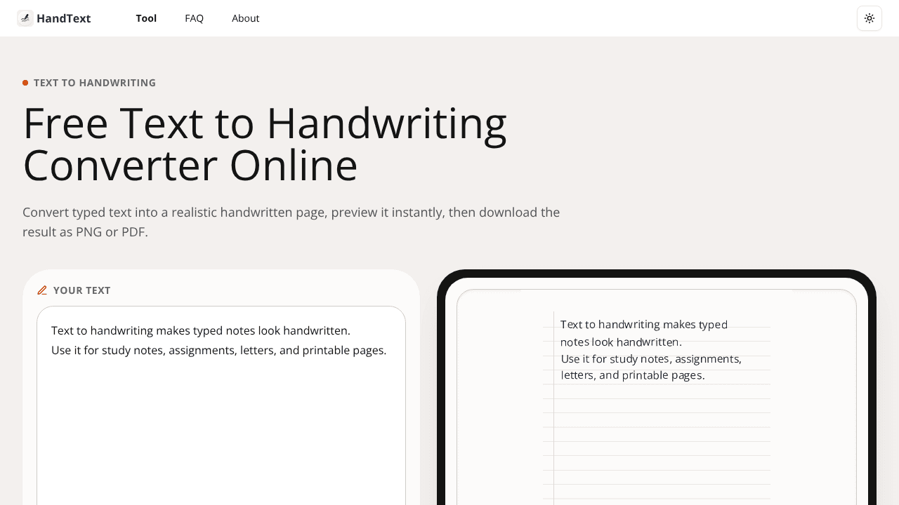 HandText website screenshot