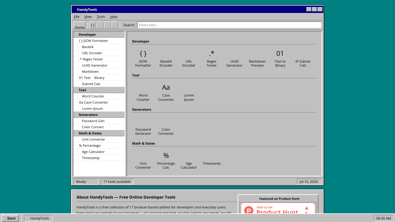 HandyTools website screenshot