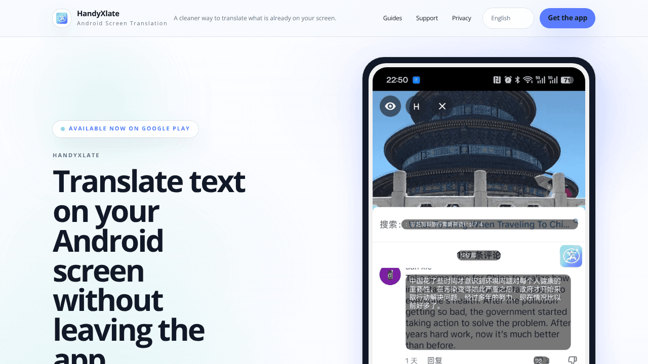 HandyXlate website screenshot