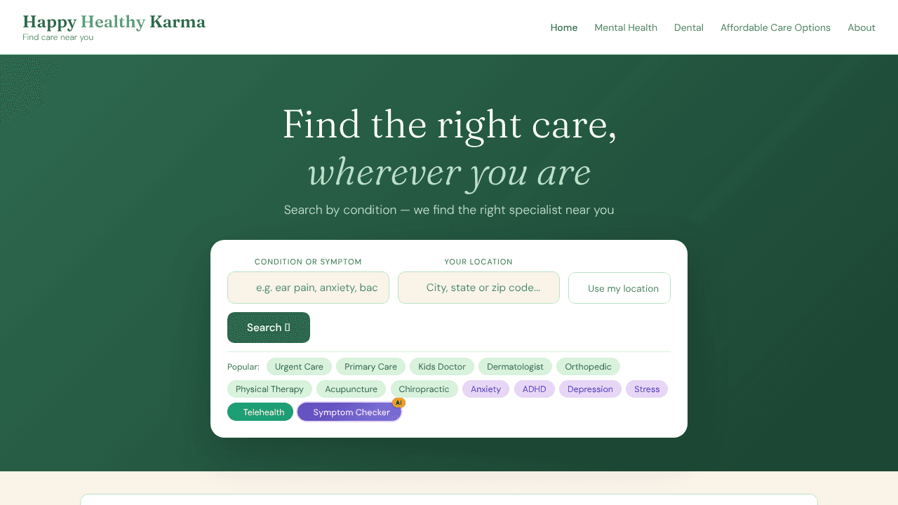 Happy Healthy Karma website screenshot