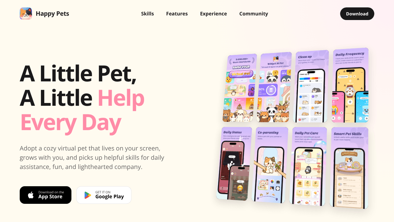 Happy Pets website screenshot