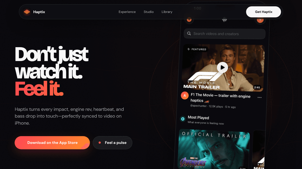 Haptix website screenshot