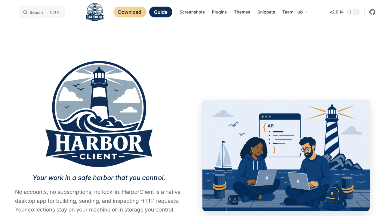 HarborClient website screenshot