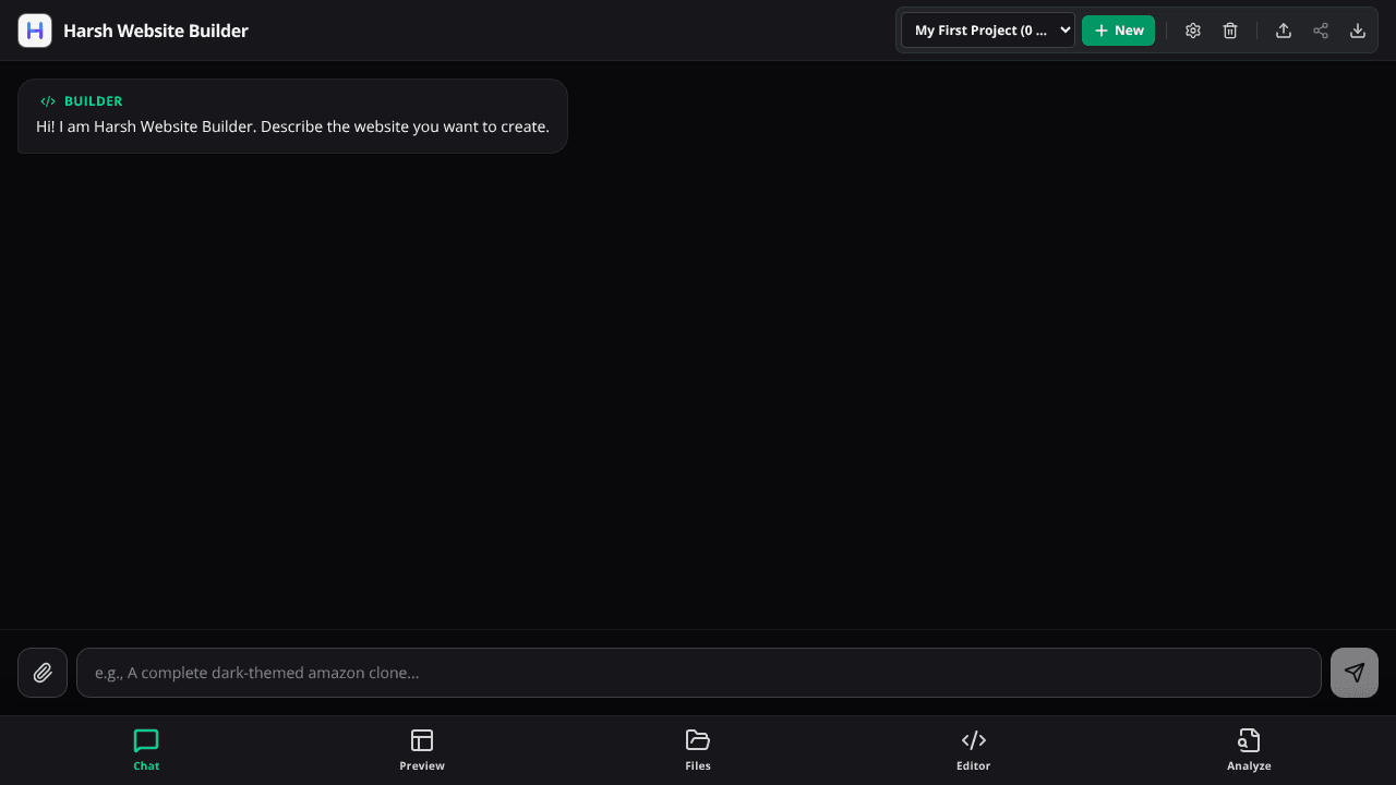 Harsh Website Builder website screenshot