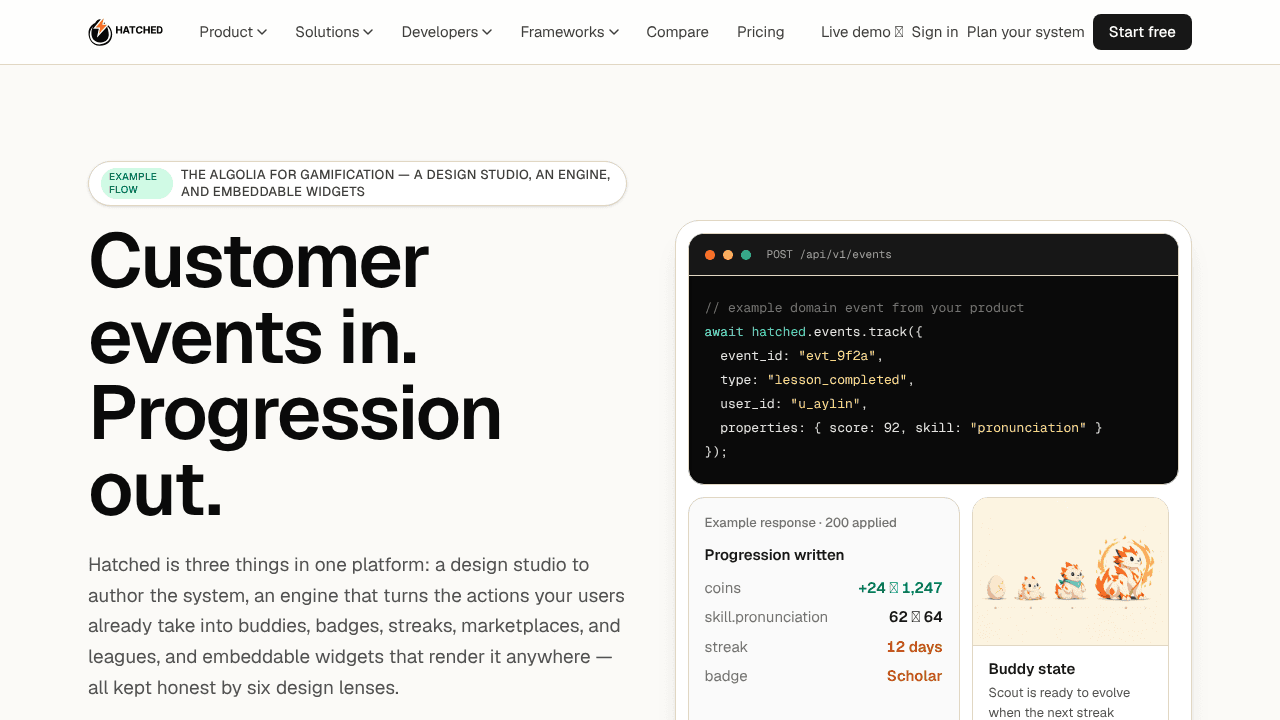 Hatched website screenshot