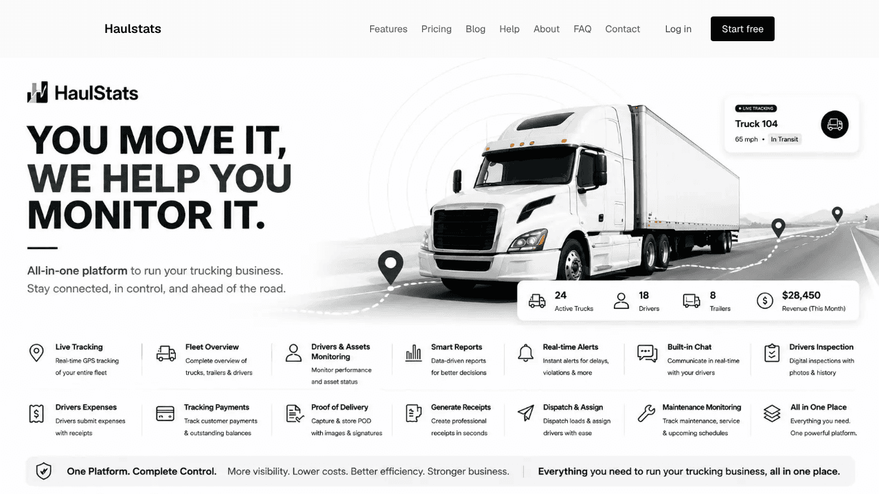HaulStats website screenshot