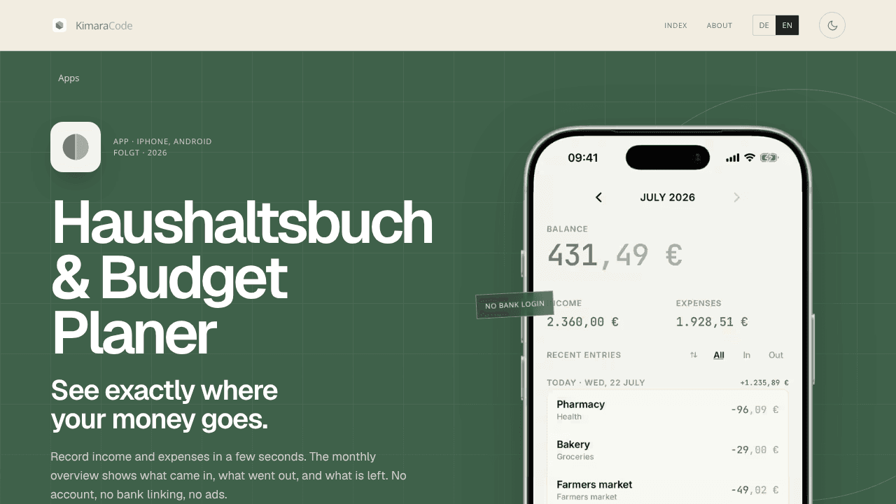 Haushaltsbuch & Budget Planer website screenshot