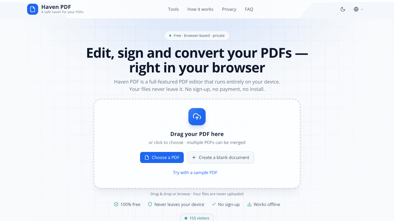 Haven PDF website screenshot