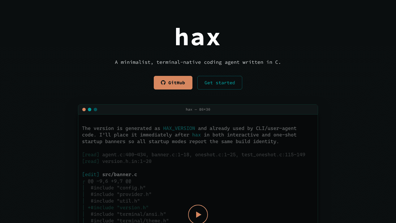 hax website screenshot