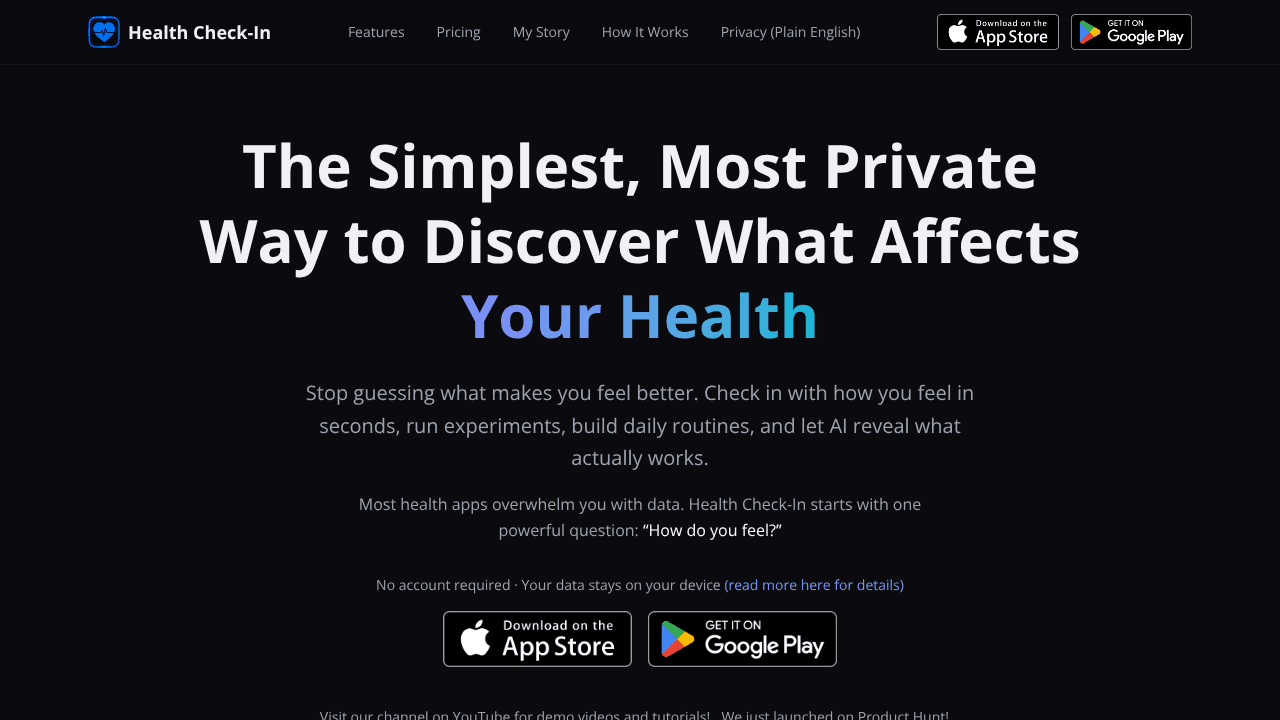 Health Check-In website screenshot