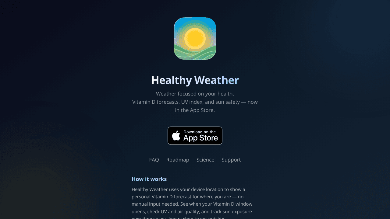 Healthy Weather website screenshot