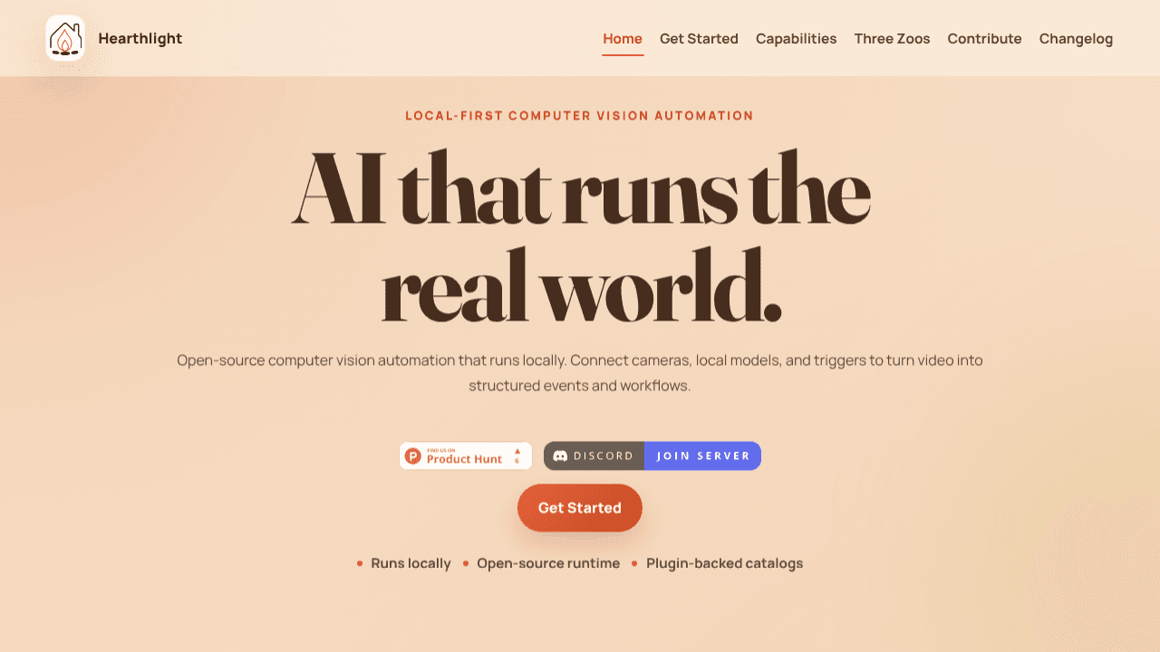 Hearthlight website screenshot