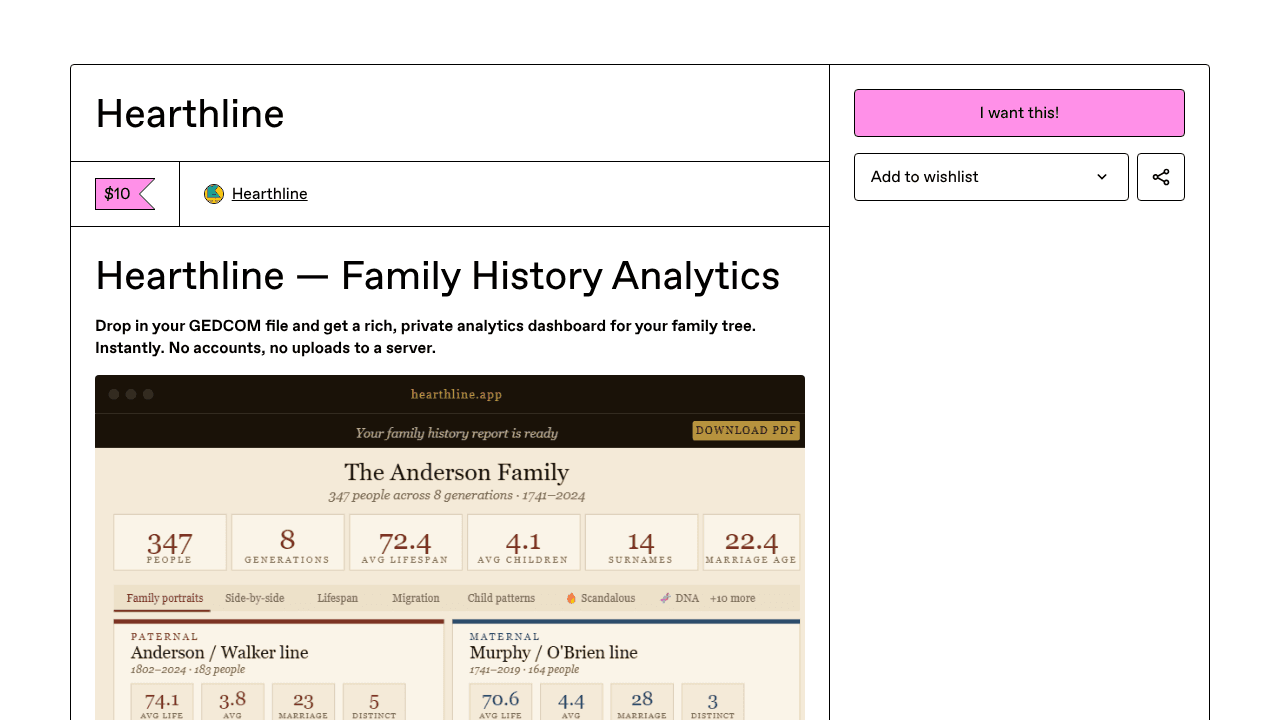 Hearthline website screenshot