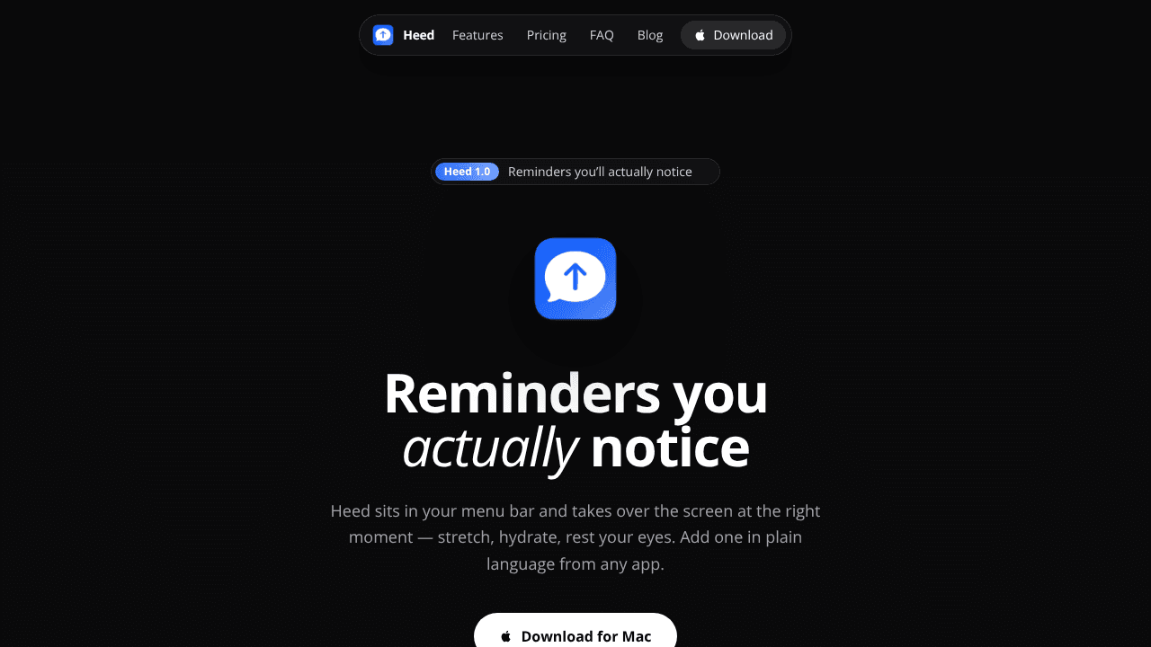 Heed website screenshot