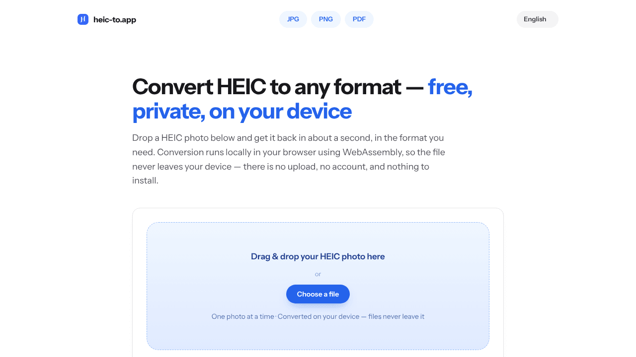 HEIC Converter to JPG, PNG or PDF Free  website screenshot