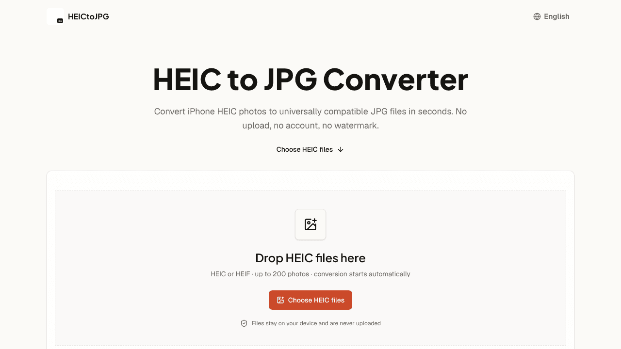 HEIC to JPG Converter website screenshot