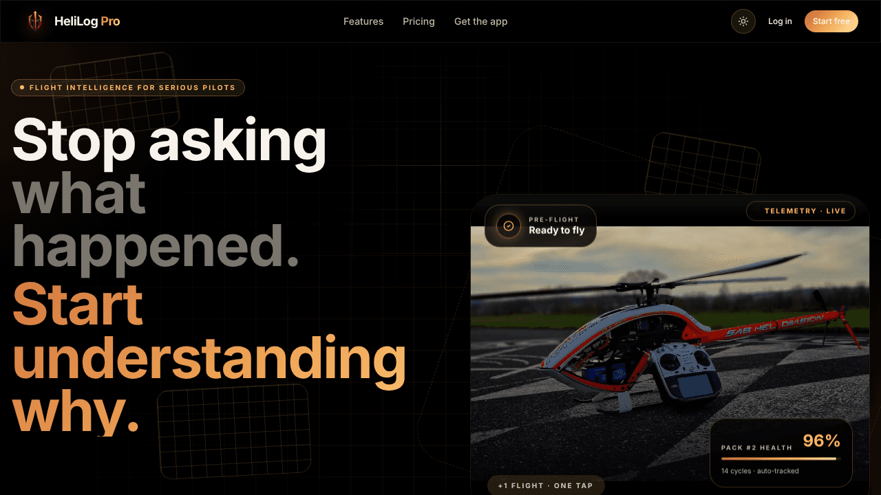 Helilog Pro website screenshot