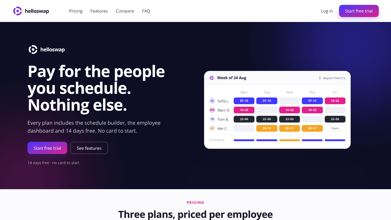 Helloswap website screenshot