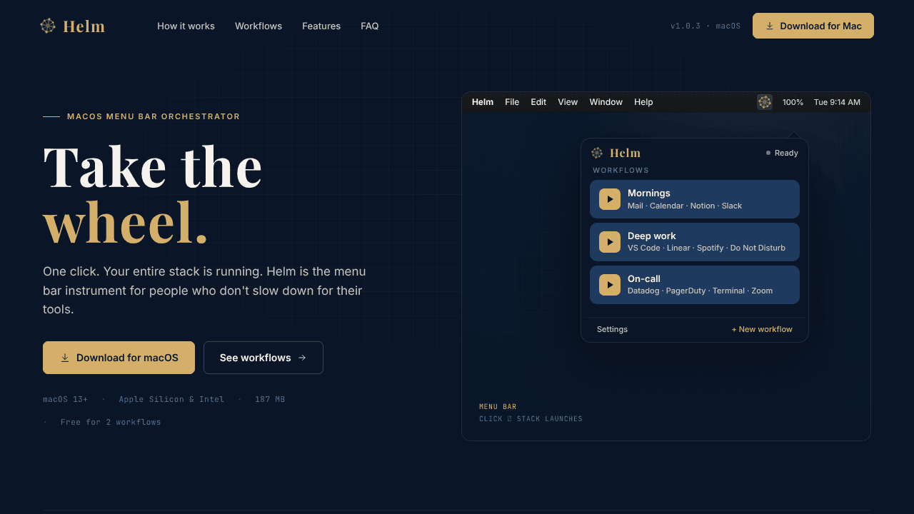 Helm website screenshot