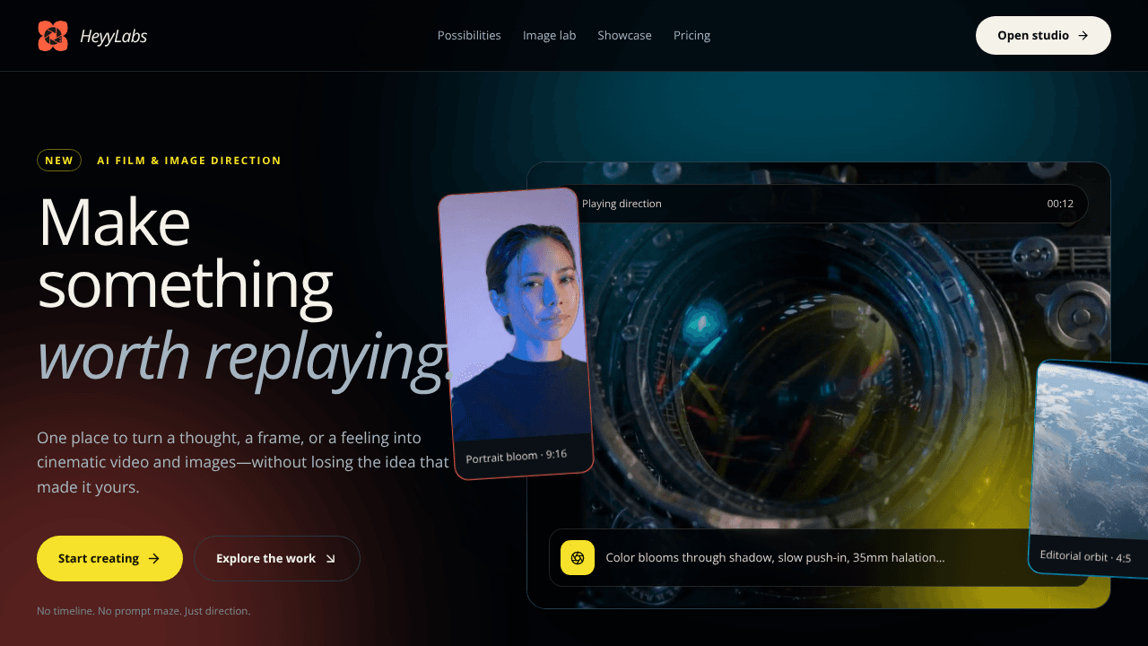 HeyyLabs — Create studio quality videos website screenshot