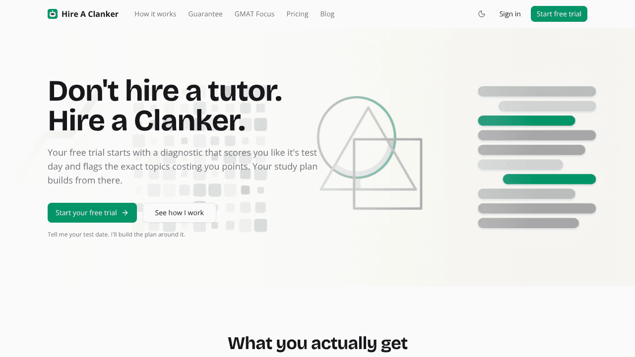 Hire A Clanker website screenshot