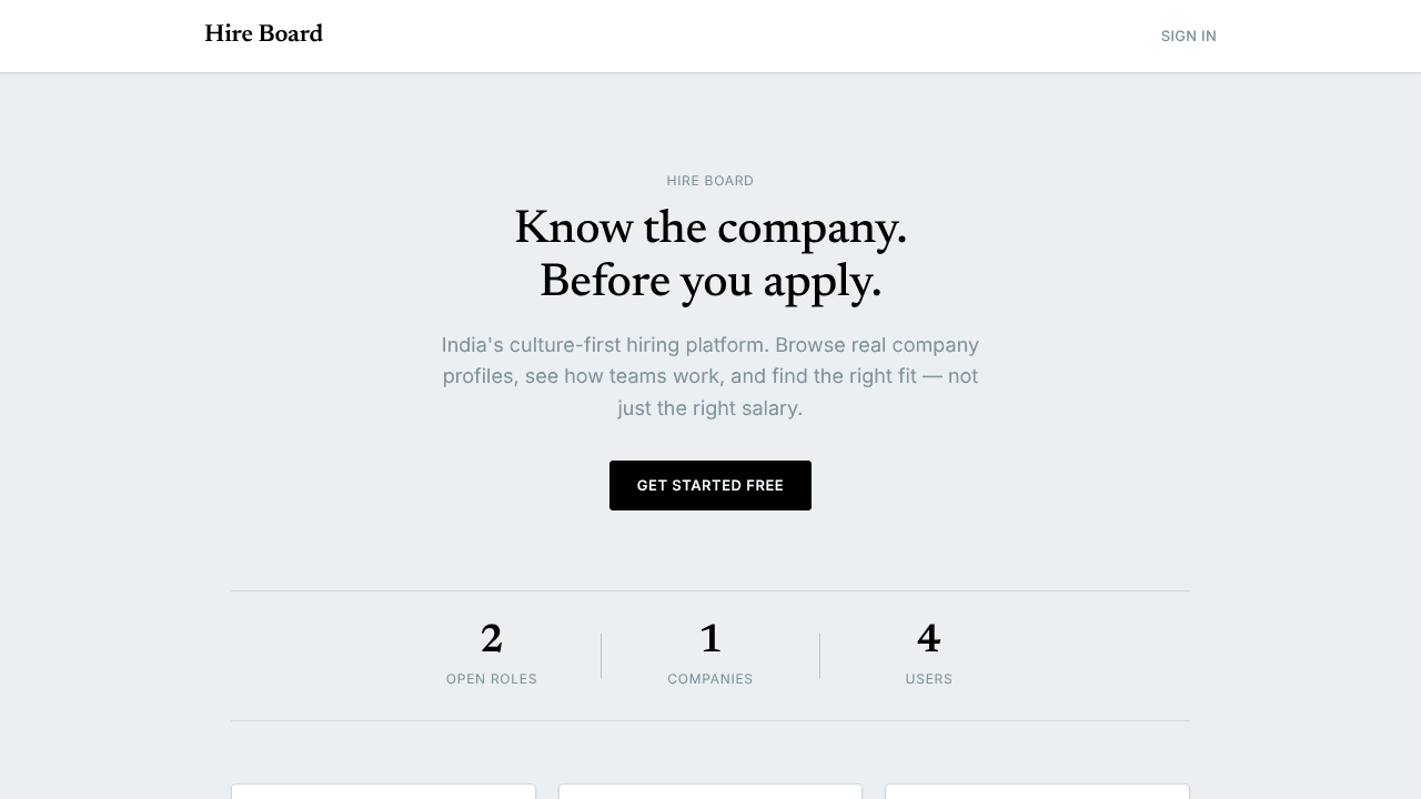 Hire Board — Know Before You Apply website screenshot