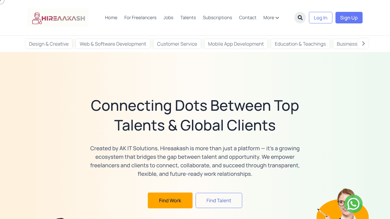 Hireaakash website screenshot