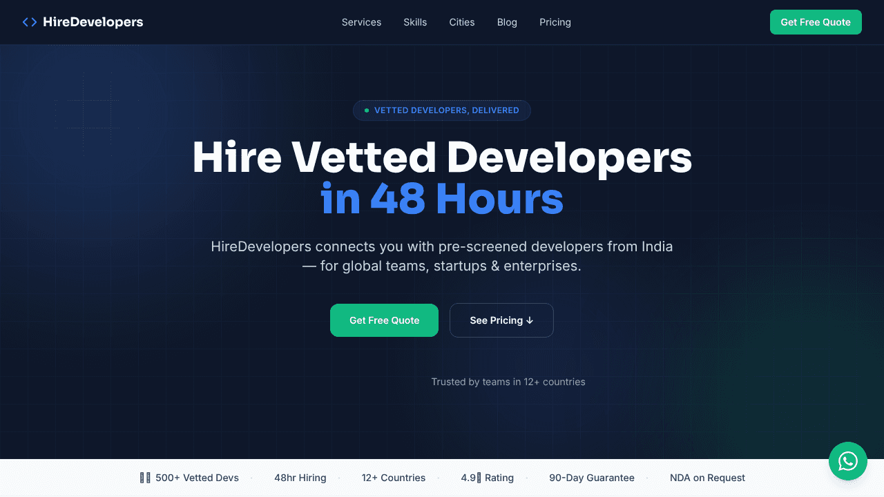 HireDevelopers website screenshot