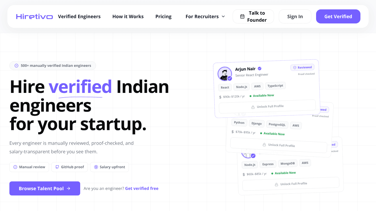 Hiretivo website screenshot