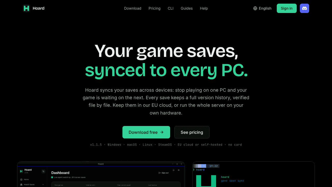Hoard website screenshot