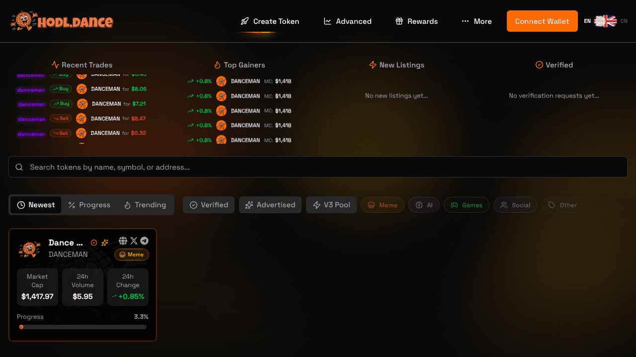 HODL.DANCE website screenshot