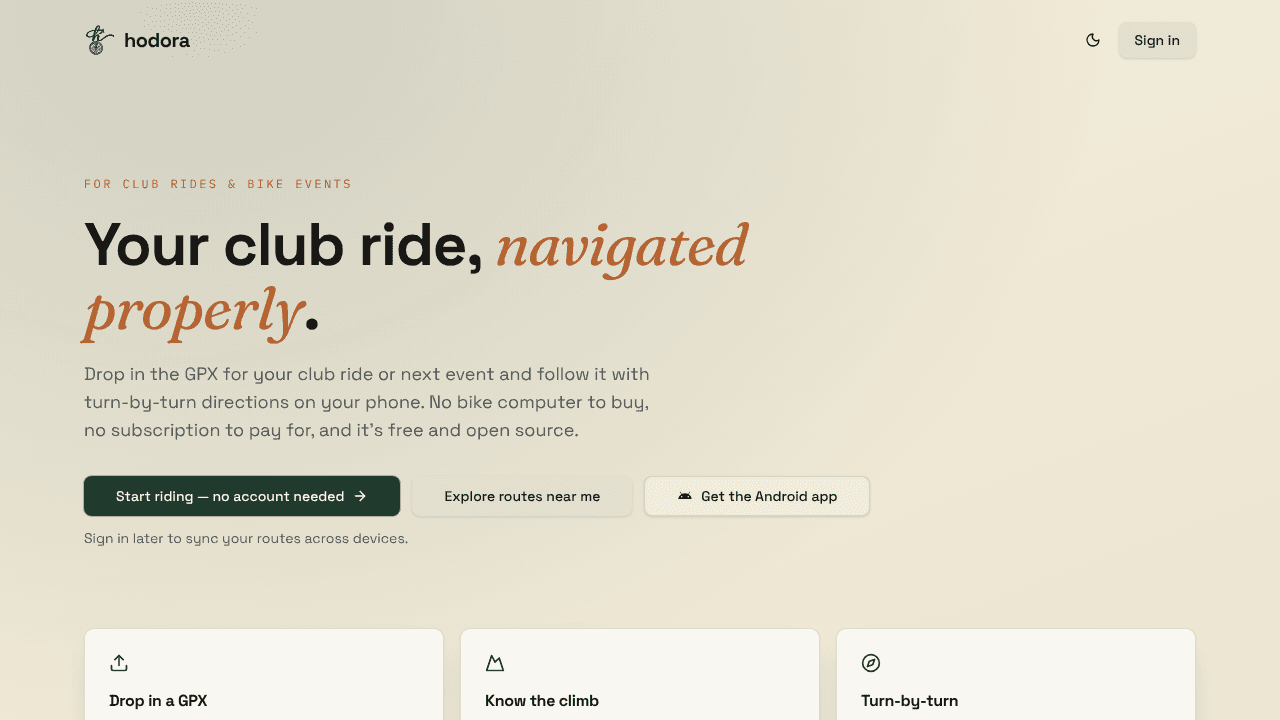 Hodora website screenshot