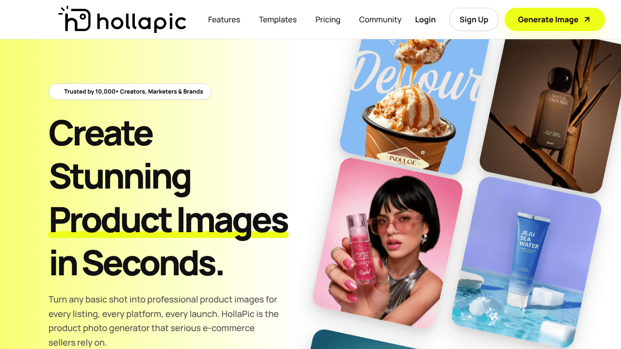 HollaPic website screenshot