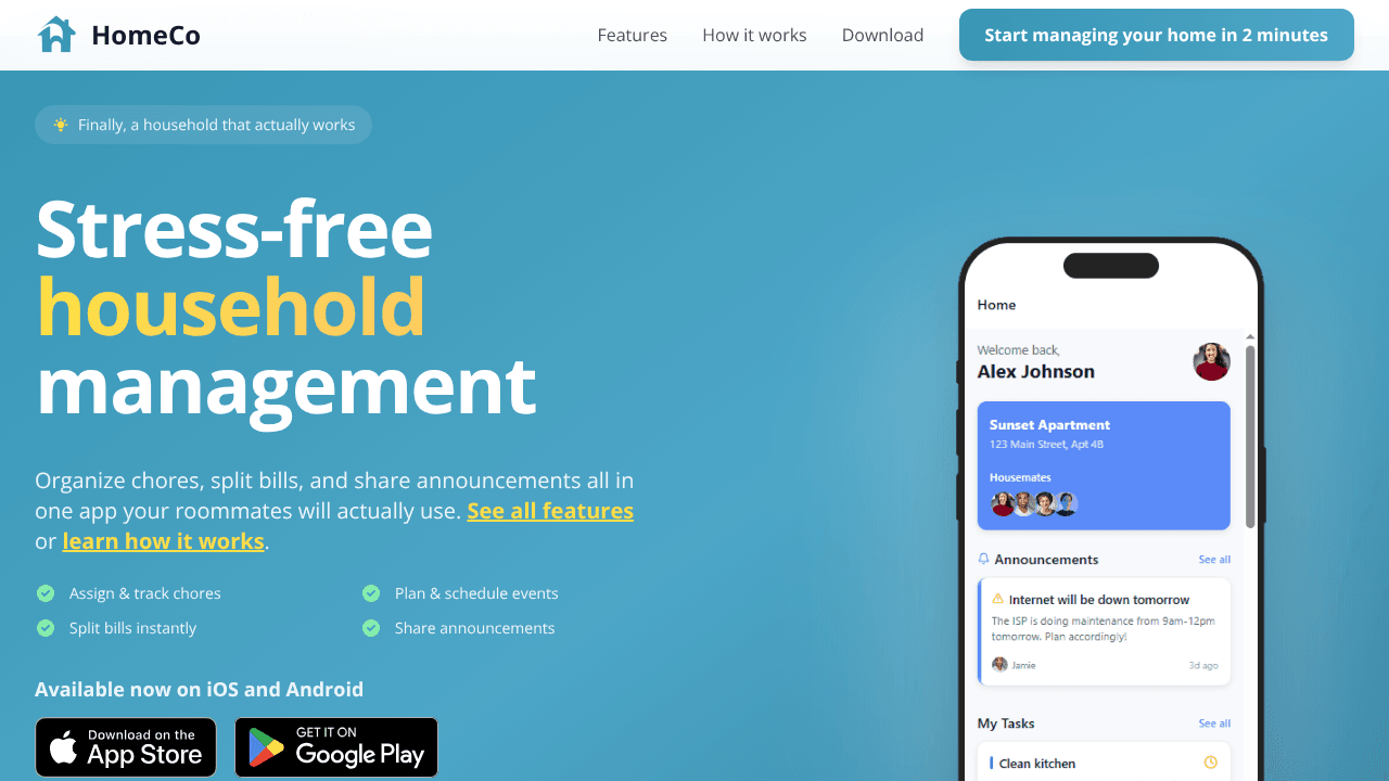 HomeCo website screenshot