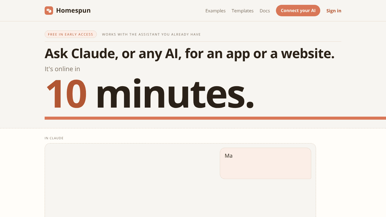 Homespun website screenshot