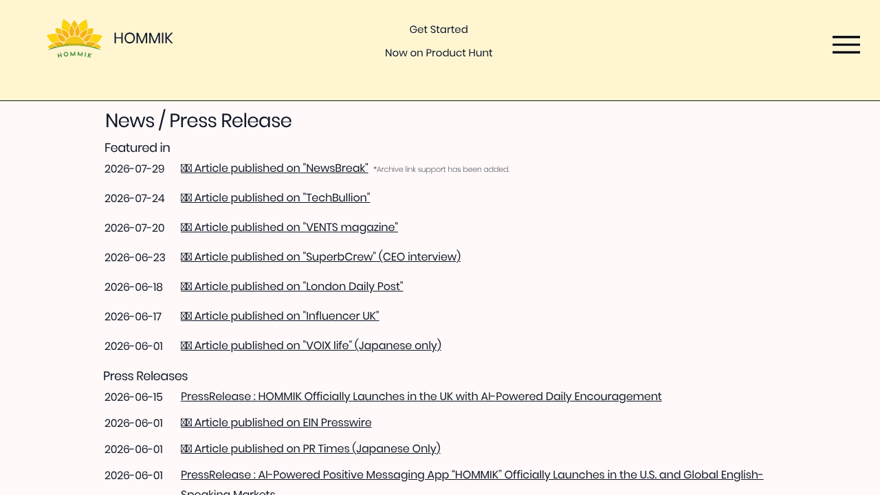 HOMMIK website screenshot
