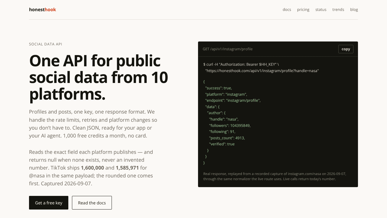 HonestHook website screenshot