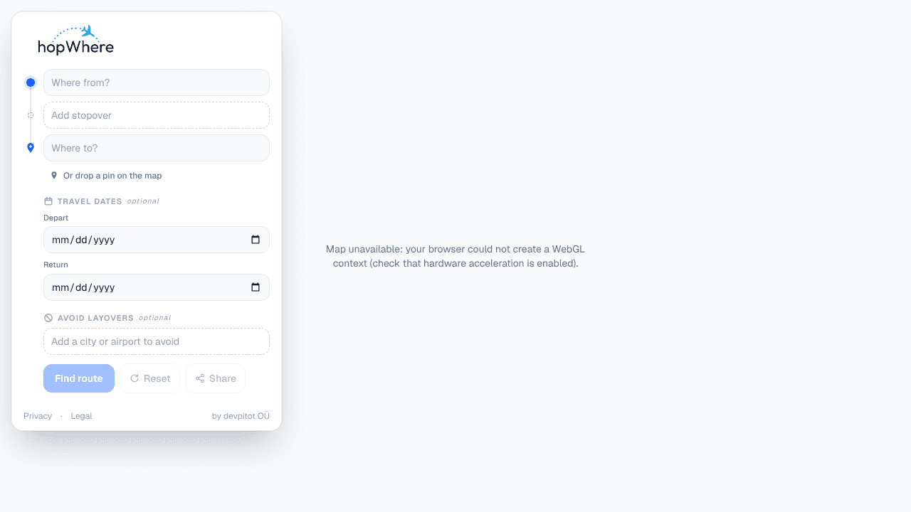 Hopwhere website screenshot