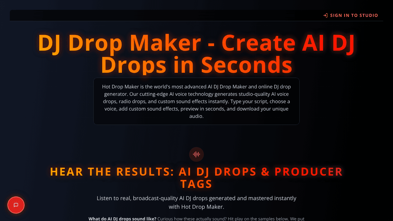Hot Drop Maker website screenshot