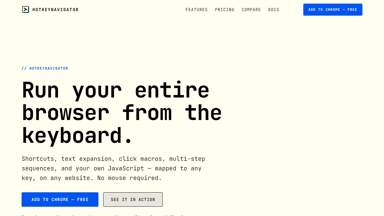 HotKeyNavigator website screenshot