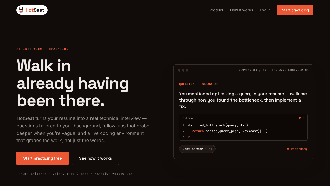 HotSeatAI website screenshot